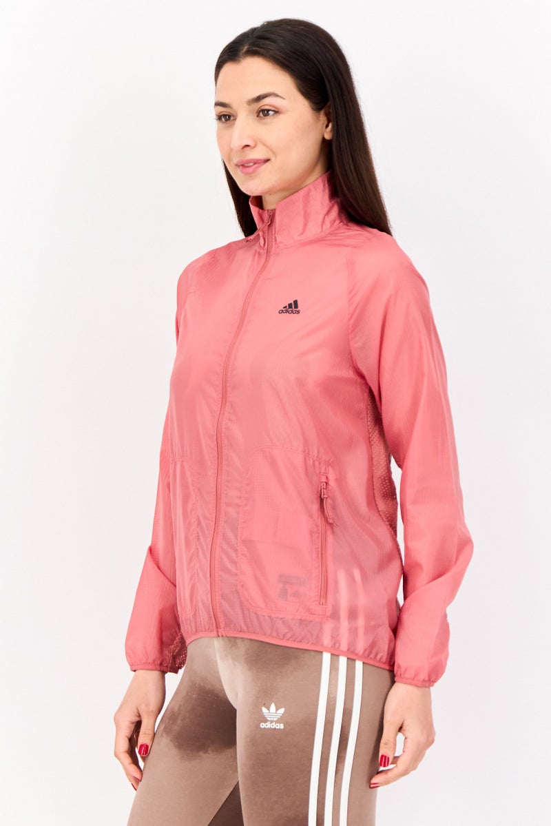 Adidas جاكيتات جري طويلة الأكمام للنساء، وردي قديم - Image 2